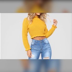 Long Sleeve Mustard Crop